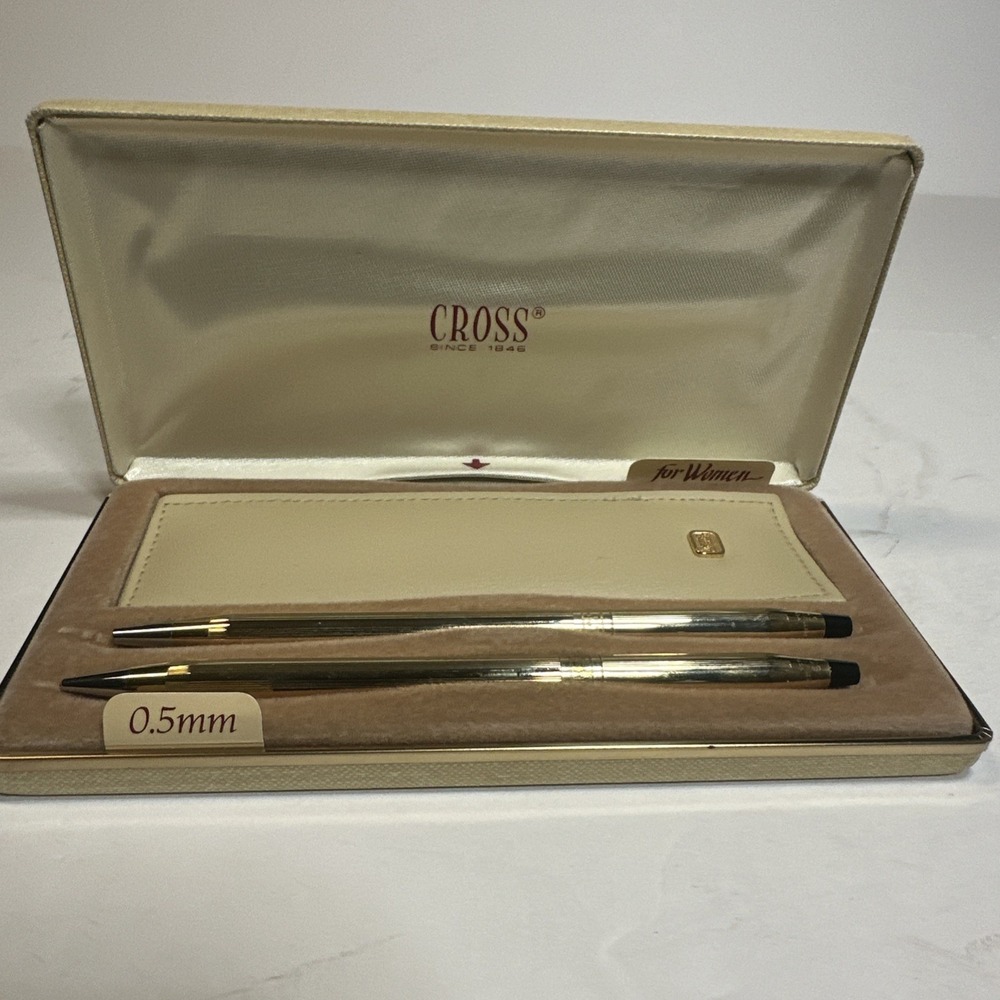 Vintage Cross For Women 1/20 10kt Gold Filled Pen & Pencil Set w/ Pouch & Case
